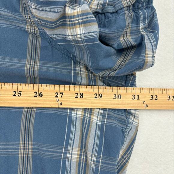 North Crest Classic Button Down Shirt Short Sleeve Cotton Blue Plaid Men's XXXLT - Picture 6 of 8